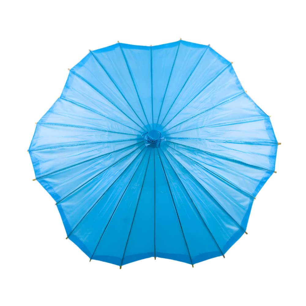 Turquoise Scalloped Paper Parasol – Elegant Sunshade for Weddings & Events