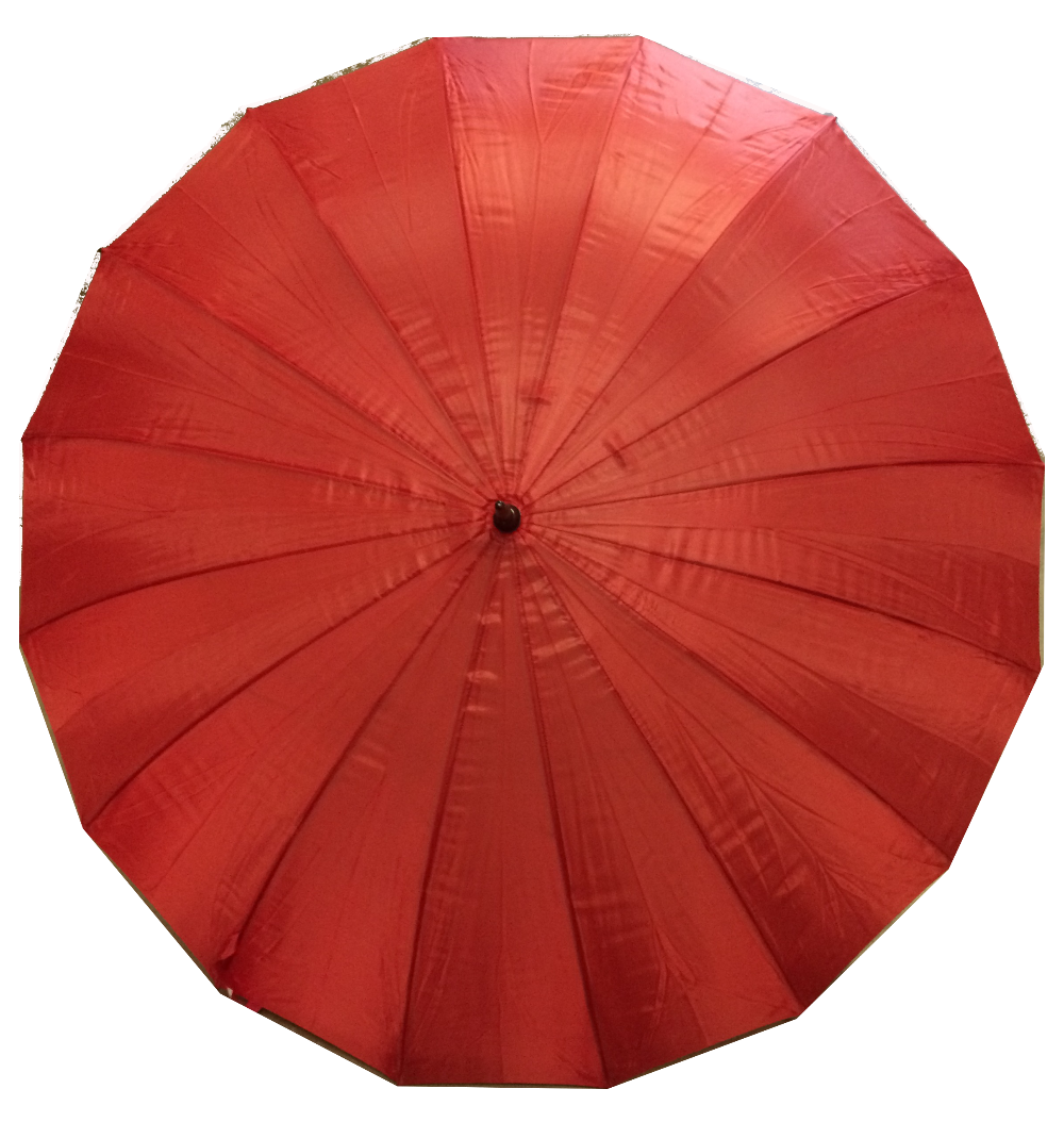 Red large 16-panel umbrella, ideal for events, weddings, and rain protection.