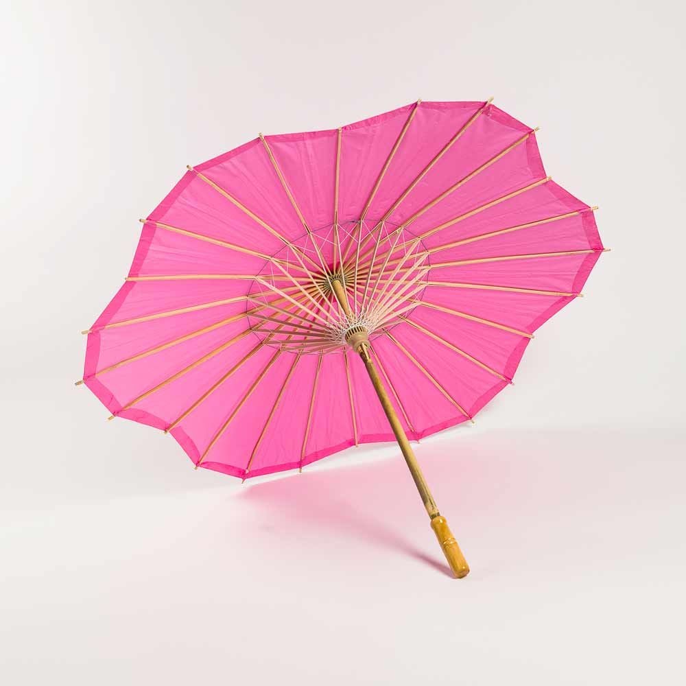 Fuchsia Scalloped Paper Parasol