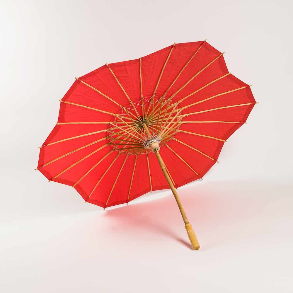 Red Scalloped Paper Parasol