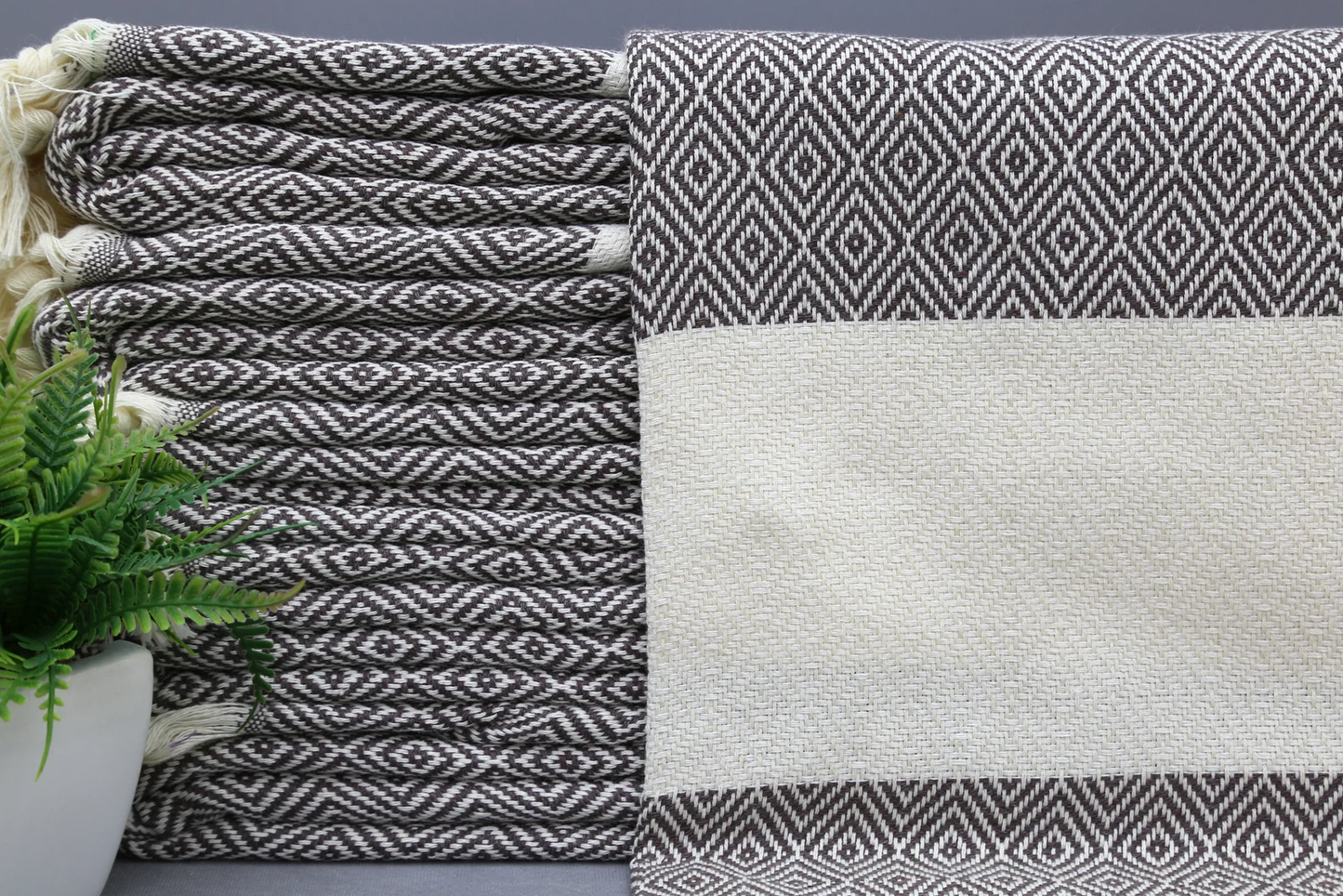 Brown Diamond Classic Turkish Towel in premium cotton, lightweight, quick-drying, and perfect for travel, beach, spa, and luxe gifts