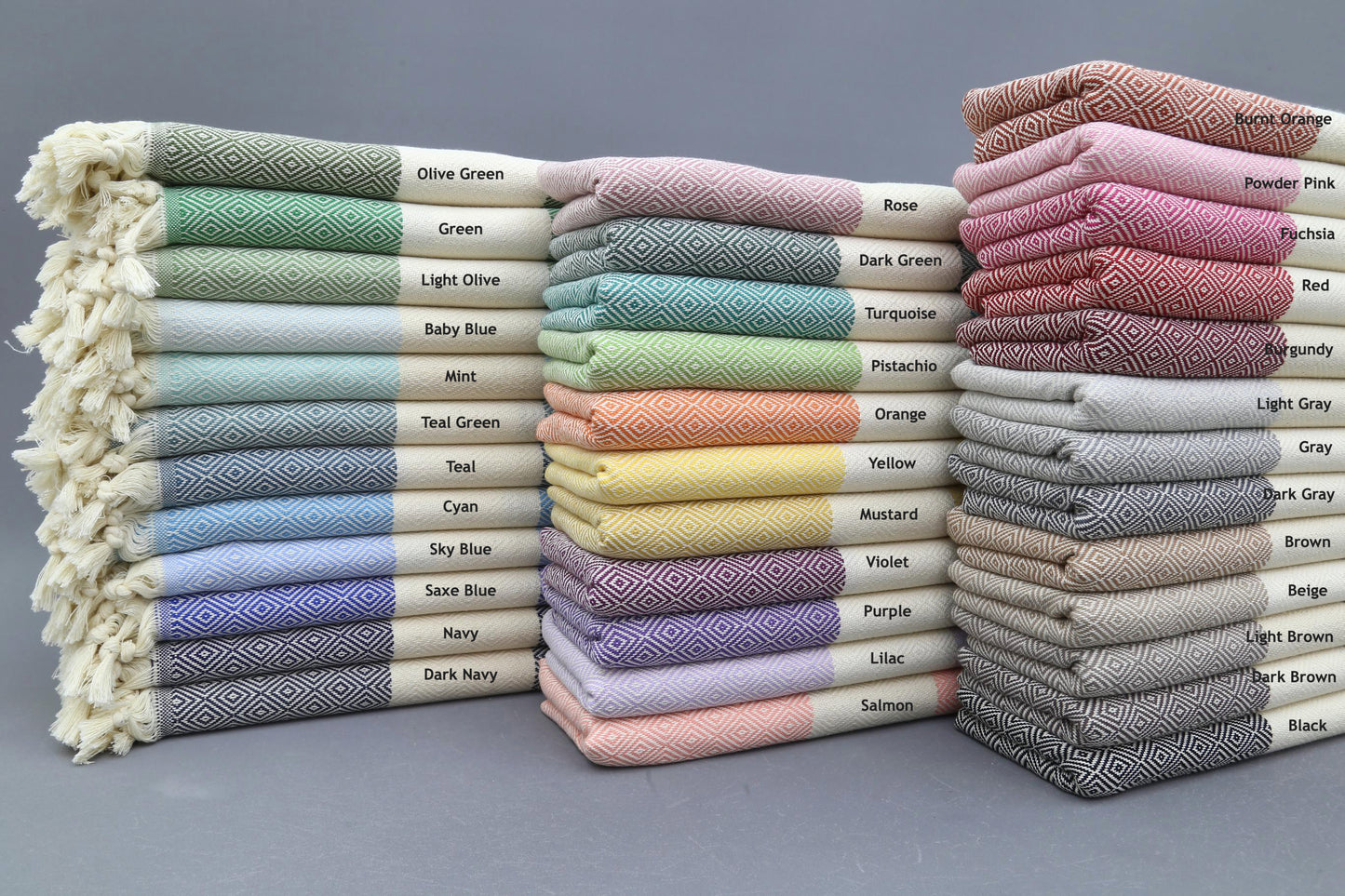 Classic Turkish towels in premium cotton, lightweight, quick-drying, and perfect for travel, beach, spa, and luxe gifts