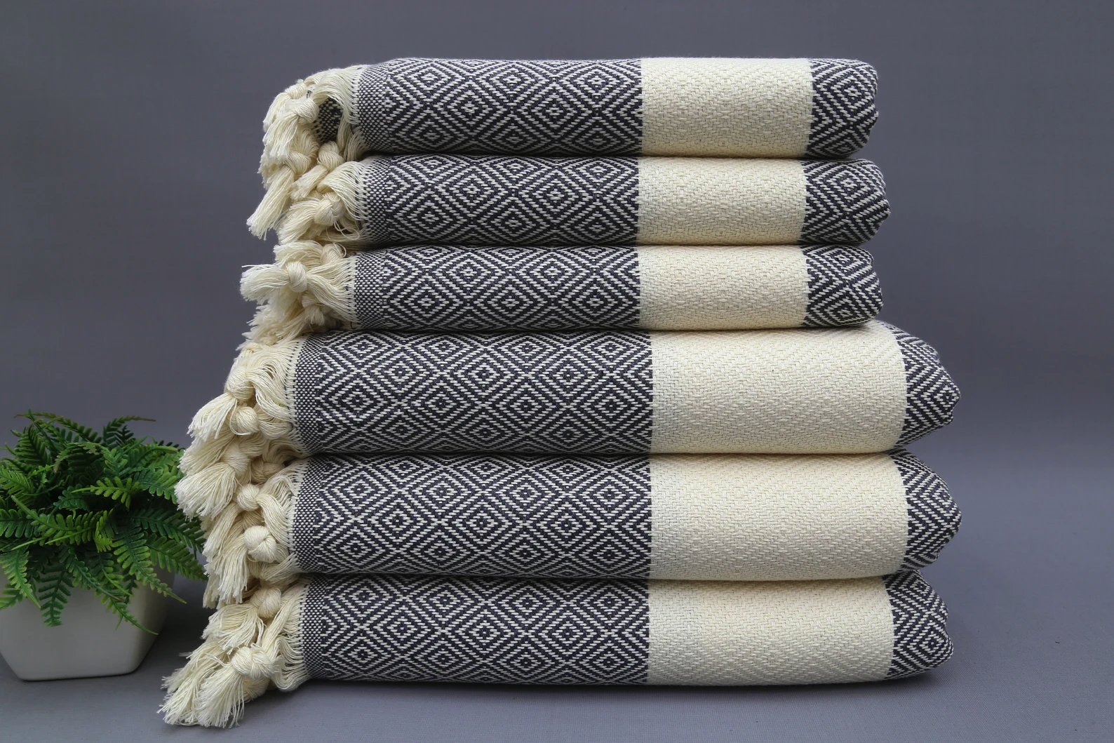 Dark Gray Diamond Classic Turkish Towel  in premium cotton, lightweight, quick-drying, and perfect for travel, beach, spa, and luxe gifts