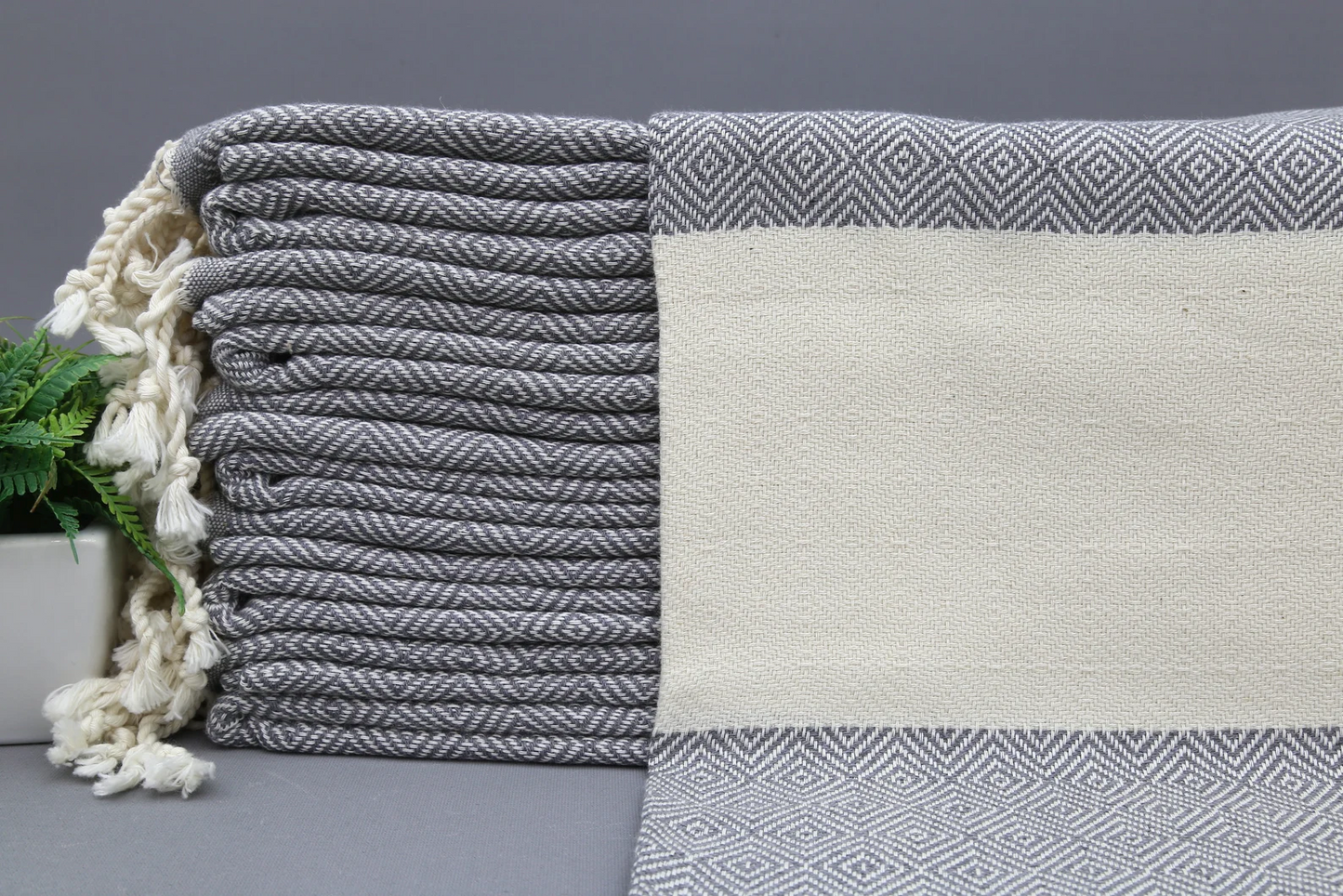 Gray Diamond Classic Turkish Towel in premium cotton, lightweight, quick-drying, and perfect for travel, beach, spa, and luxe gifts