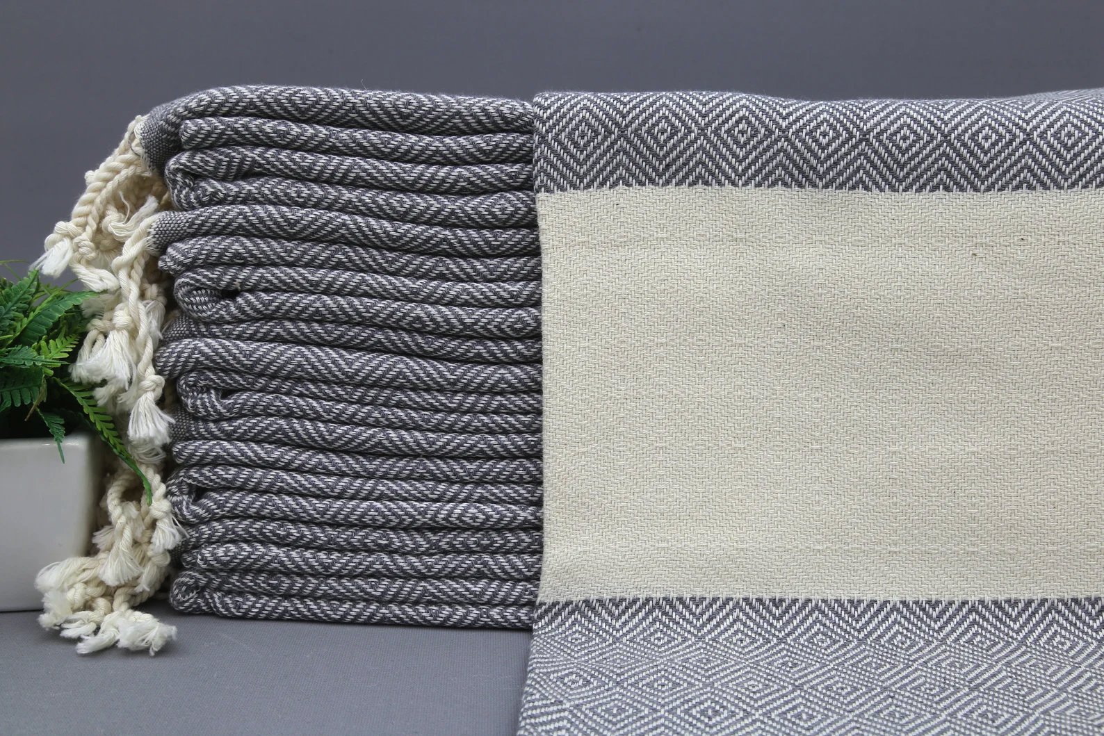 Gray Diamond Classic Turkish Towel in premium cotton, lightweight, quick-drying, and perfect for travel, beach, spa, and luxe gifts