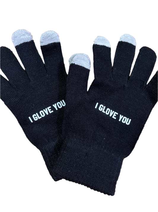 Cozy "I Glove You" gloves for couples, perfect for winter weddings and gifts.