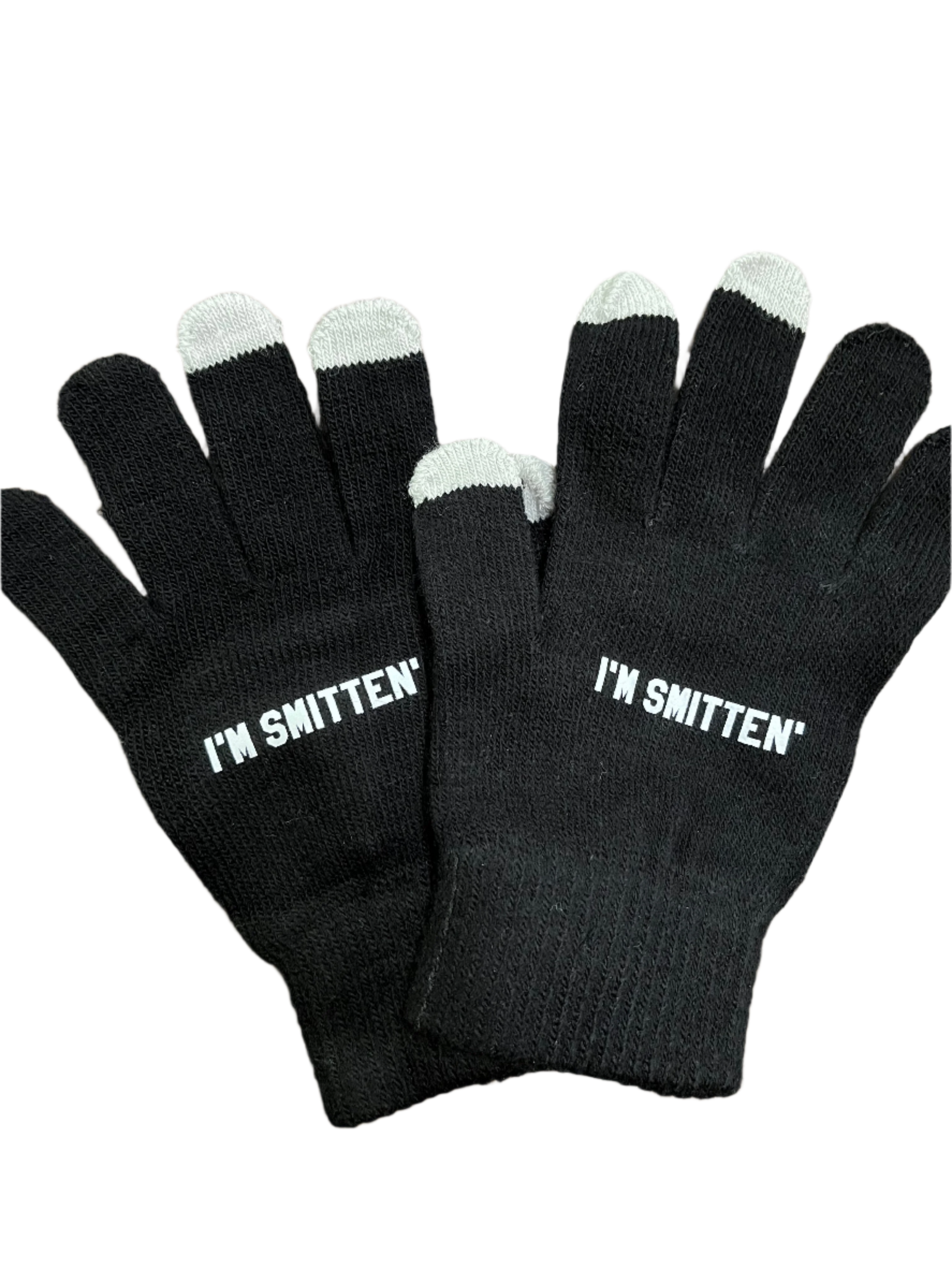 Cozy "I'm Smitten" gloves for couples, perfect for winter weddings and gifts