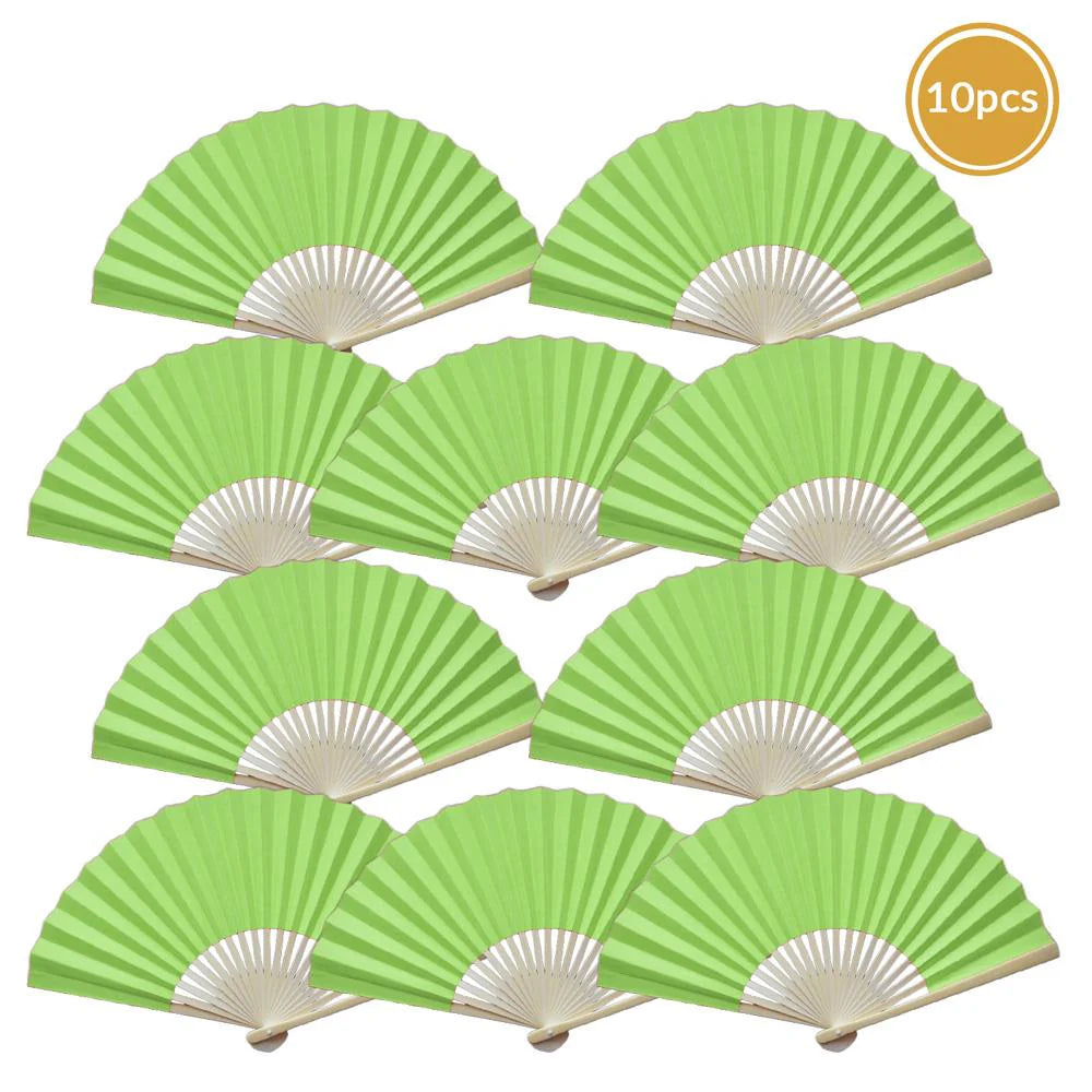 Light Lime Paper Folding Fan for weddings, outdoor events, and guest favors