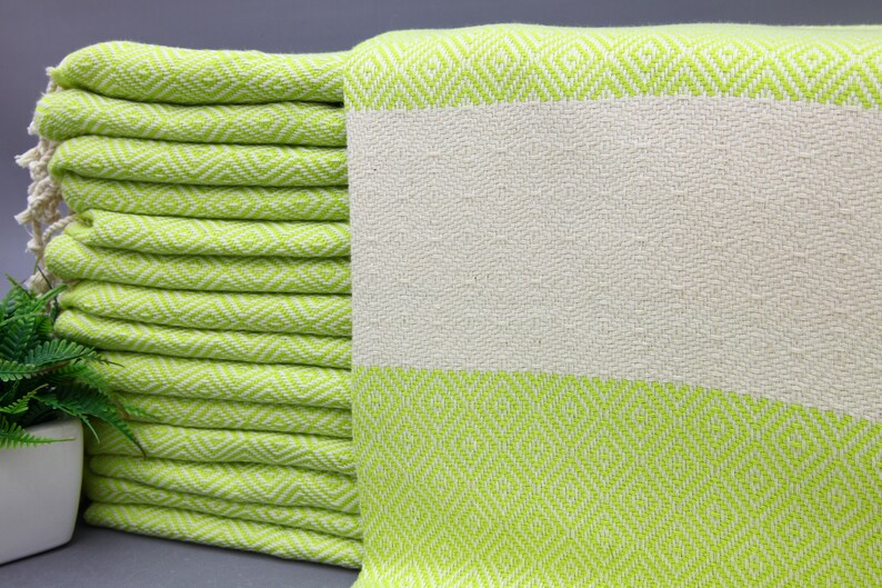 Pistachio Diamond Classic Turkish Towel in premium cotton, lightweight, quick-drying, and perfect for travel, beach, spa, and luxe gifts