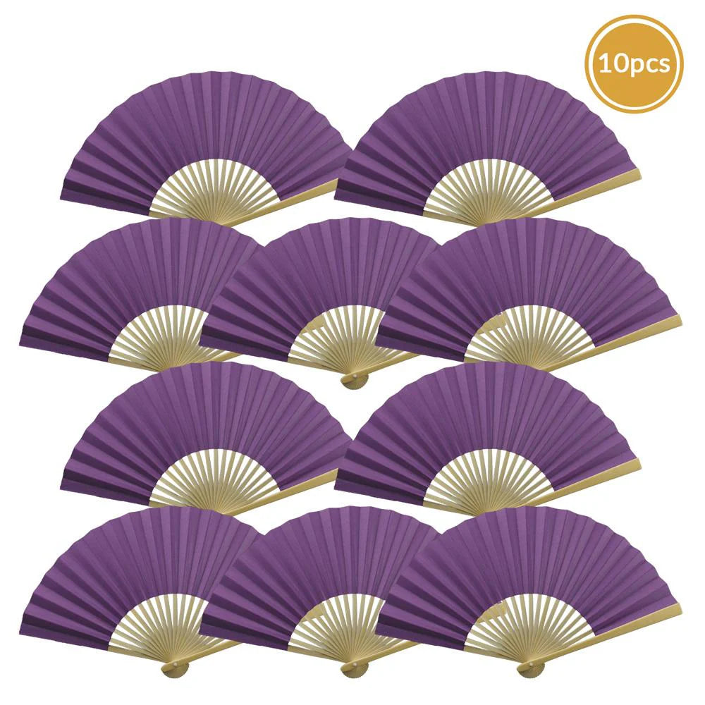 Purple Paper Folding Fan for weddings, outdoor events, and guest favors