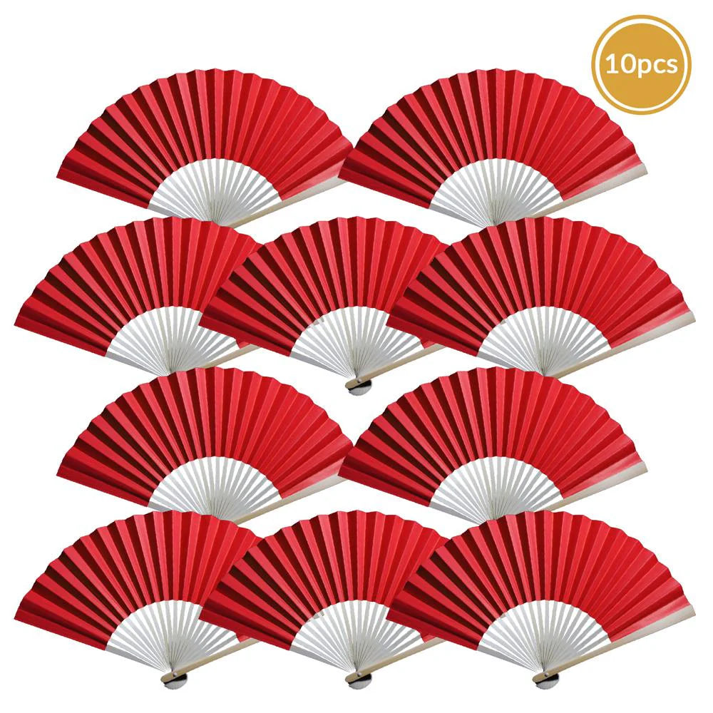 Red Paper Folding Fan for weddings, outdoor events, and guest favors