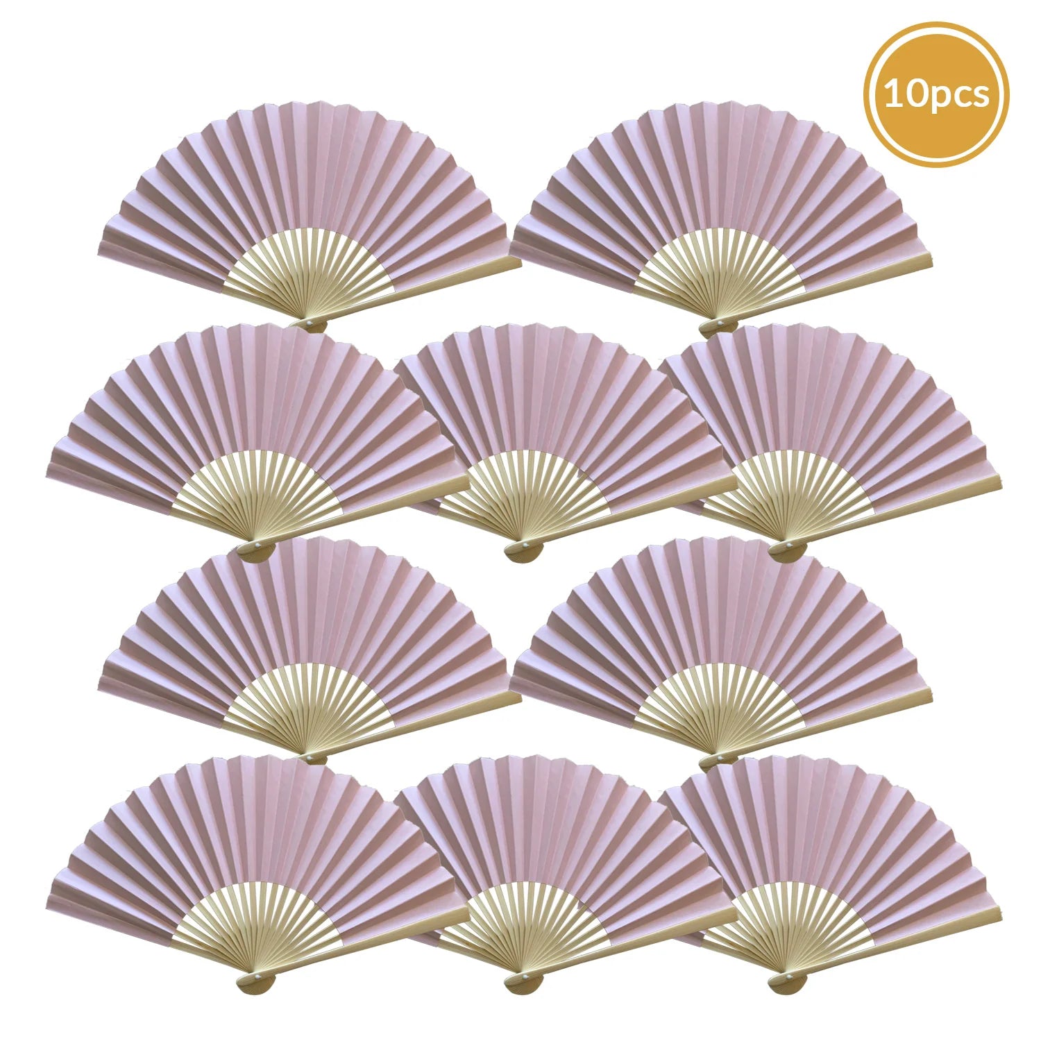 Rose Quartz Paper Folding Fan for weddings, outdoor events, and guest favors