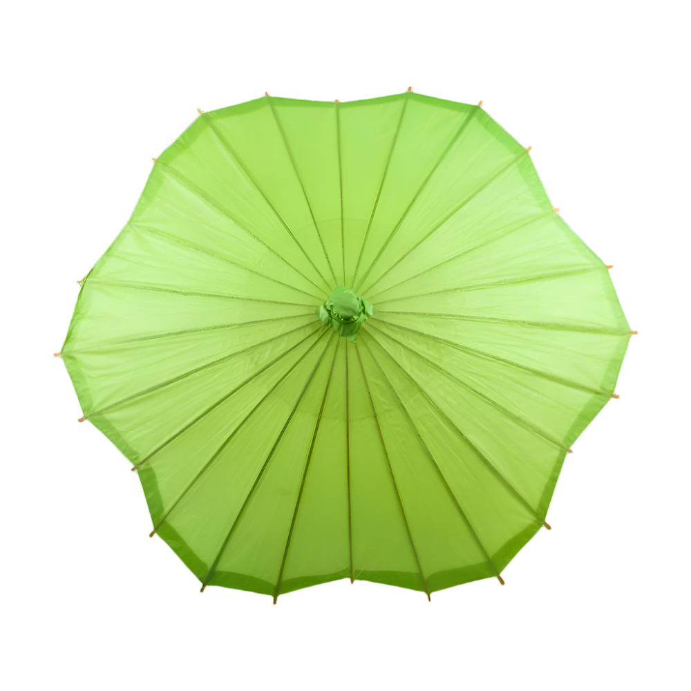Green Scalloped Paper Parasol – Elegant Sunshade for Weddings & Events