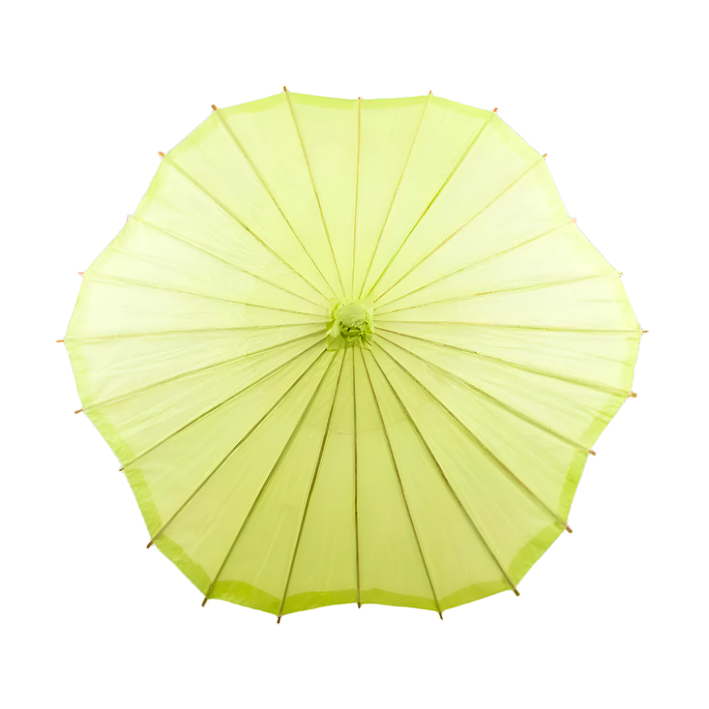 Light Lime Scalloped Paper Parasol – Elegant Sunshade for Weddings & Events