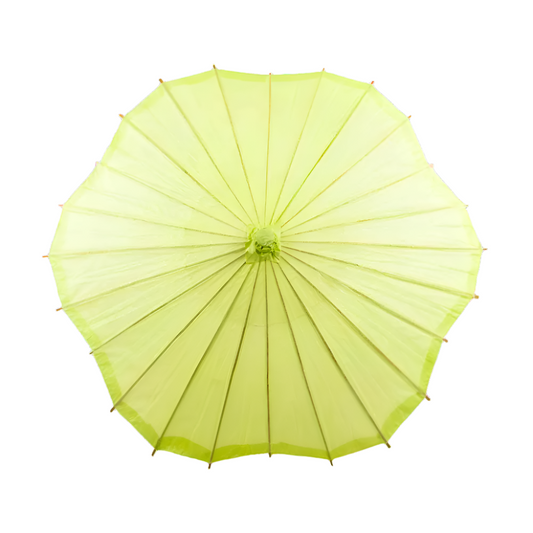 Light Lime Scalloped Paper Parasol – Elegant Sunshade for Weddings & Events