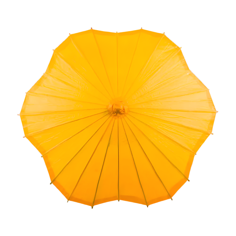 Orange Scalloped Paper Parasol – Elegant Sunshade for Weddings & Events