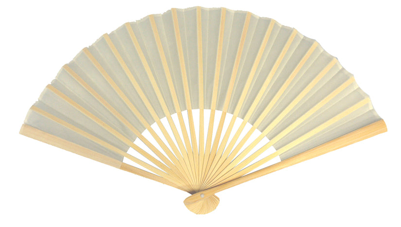 Beige Silk Folding Fan