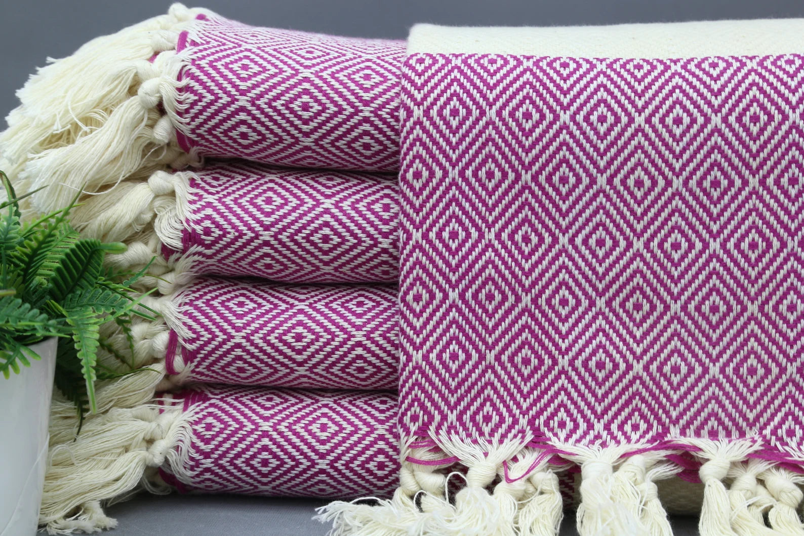 Violet Diamond Classic Turkish Towel in premium cotton, lightweight, quick-drying, and perfect for travel, beach, spa, and luxe gifts