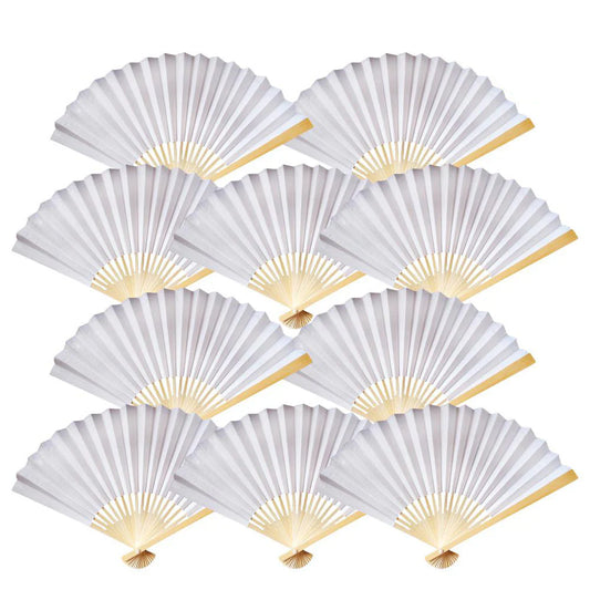 White Paper Folding Fan for weddings, outdoor events, and guest favors