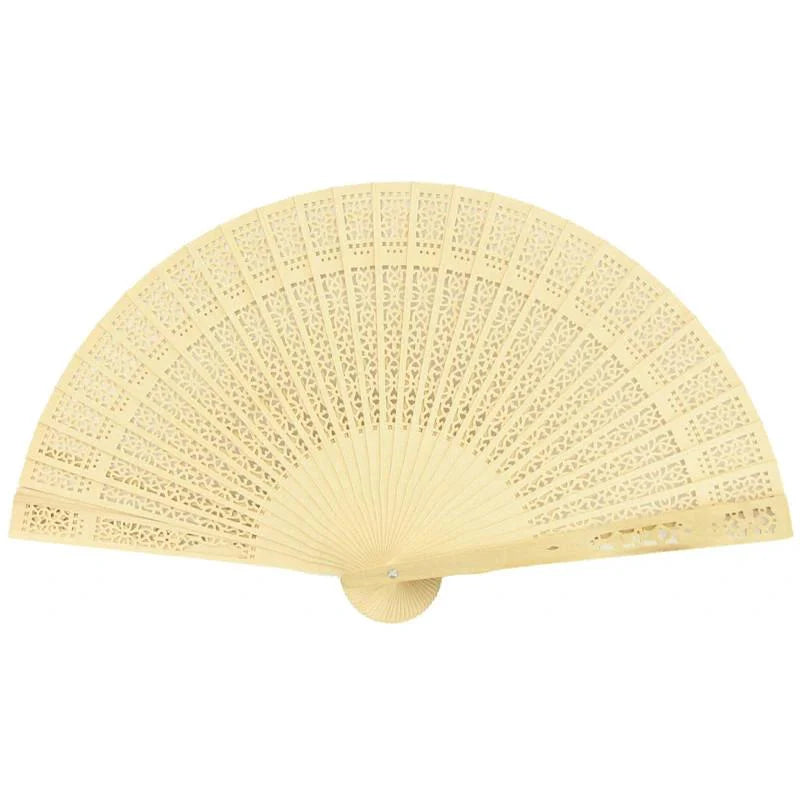 Natural elegant wood folding fan for weddings, outdoor events, and guest favors