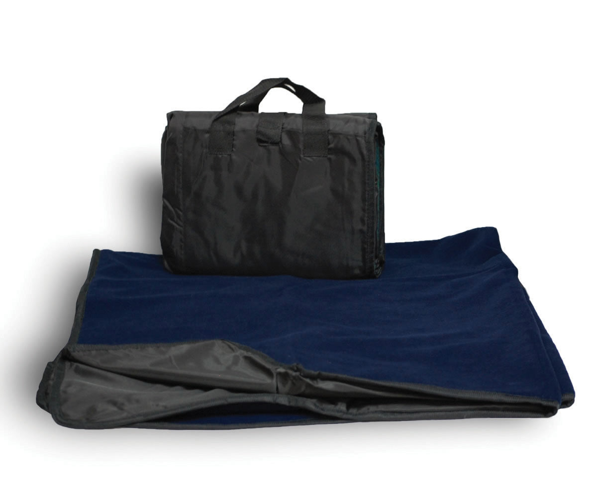 Navy Blue and Grey Waterproof Picnic Blanket with Straps – with the Br –  The LRB Store