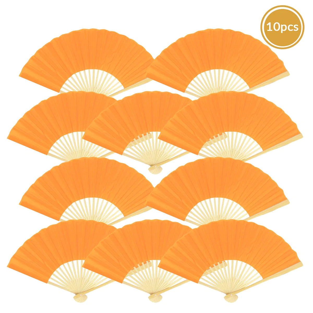Orange Silk Folding Fan (10 pack)